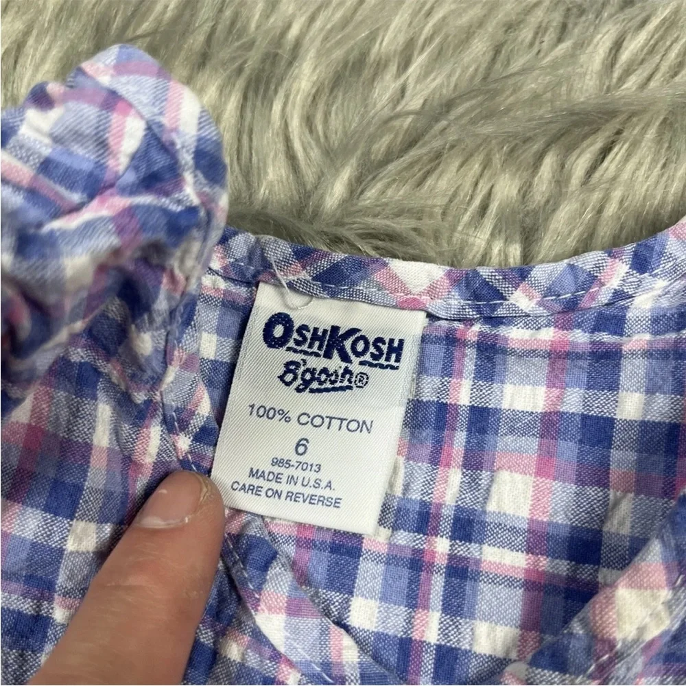 Vintage Oshkosh Made USA Multicolored Plaid Seersucker Dress